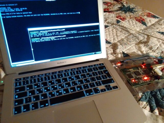 A Spartan3, running my own VHDL serial code